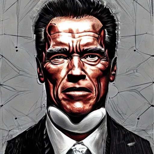 Image similar to arnold schwarzenegger as a villain fantasy, intricate, elegant, highly detailed, digital painting, artstation, concept art, matte, sharp focus, illustration, art by Nicola Samori and Conrad Roset and vincent van gogh, refined, masterpiece