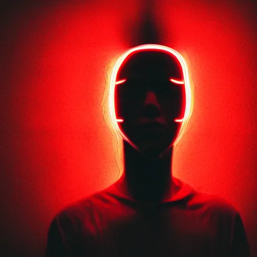 Image similar to a man with red glowing eyes