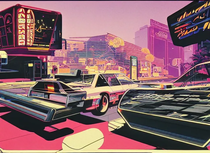 Image similar to arcade,1980s,8K, by syd mead