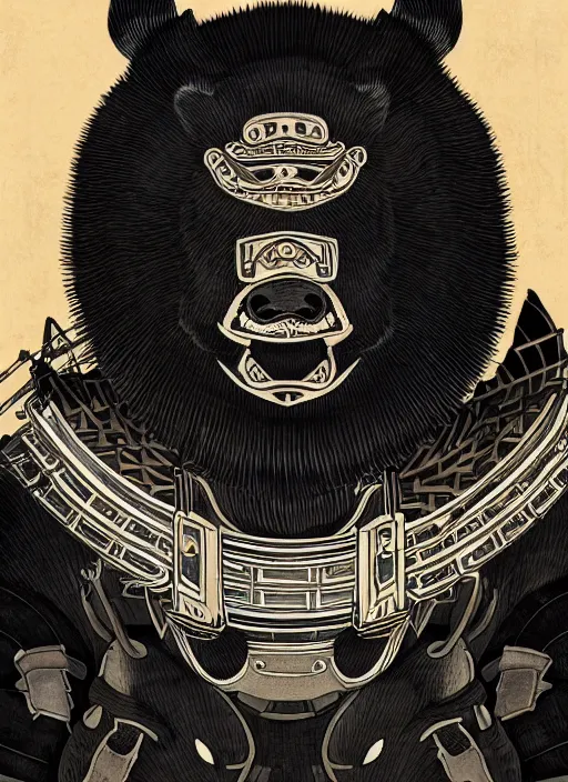 Image similar to a full body ukiyo-e portrait of a fully armored samurai Asian black bear, intricate, elegant, highly detailed, digital painting, artstation, concept art, smooth, sharp focus, illustration