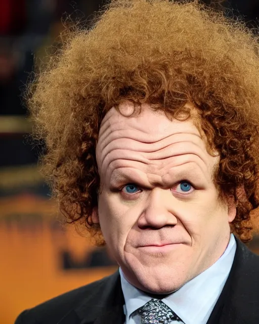 Prompt: john c. reilly's head wearing a wig made of cauliflower