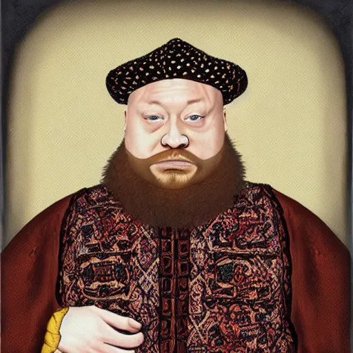 Image similar to action bronson, portrait, action bronson as king henry viii, painting