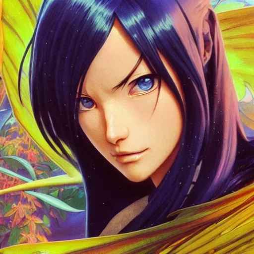 Image similar to highly detailed vfx portrait of nico robin by eiichiro oda!, stephen bliss, greg rutkowski, loish, rhads, beeple, makoto shinkai, tom bagshaw, alphonse mucha, sharp focus, art by artgerm and greg rutkowski, stanley kubrick, backlit, harsh overhead sunlight, blue eyes!!!,