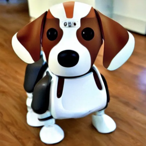 Prompt: a cute robot beagle dog