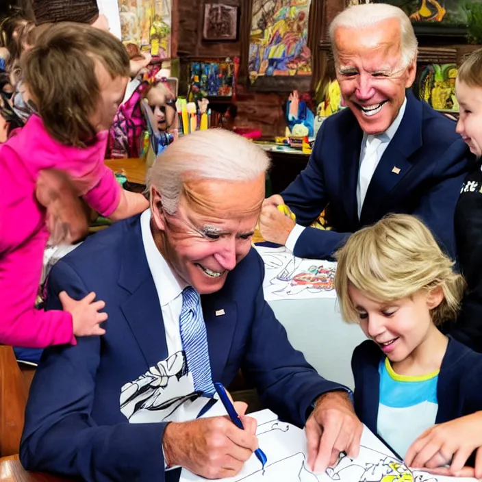 Image similar to joe biden having fun with a kids coloring book