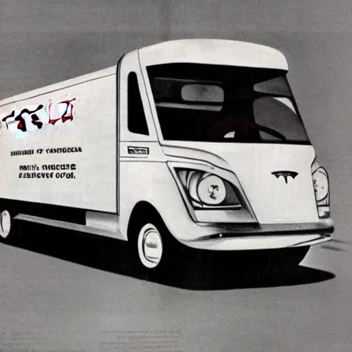 Image similar to tesla cyber truck, 1 9 6 0 s magazine art