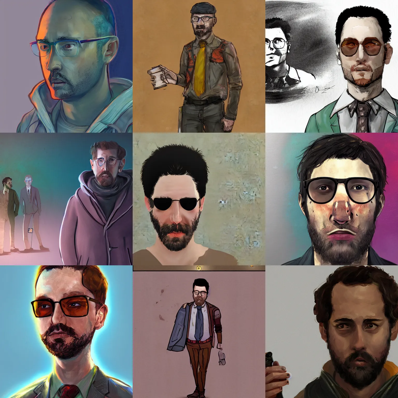 Prompt: this self-portait artist made, when he was drunk. Disco Elysium style