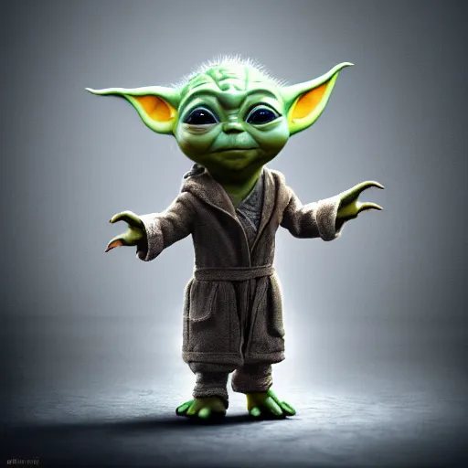 Prompt: full body pose, hyperrealistic photograph of baby yoda dressed as a pimp, dim volumetric lighting, 8 k, octane beautifully detailed render, extremely hyper detailed, intricate, epic composition, cinematic lighting, masterpiece, trending on artstation, very very detailed, stunning, hdr, smooth, sharp focus, high resolution, award, winning photo, dslr, 5 0 mm