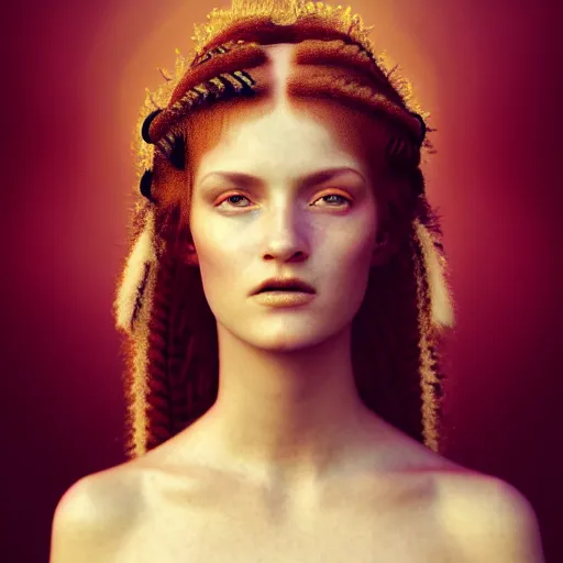 Prompt: photographic portrait of a stunningly beautiful renaissance female with celtic tribal makeup in soft dreamy light at sunset, contemporary fashion shoot, by edward robert hughes, annie leibovitz and steve mccurry, david lazar, jimmy nelsson, breathtaking, 8 k resolution, extremely detailed, beautiful, establishing shot, artistic, hyperrealistic, beautiful face, octane render