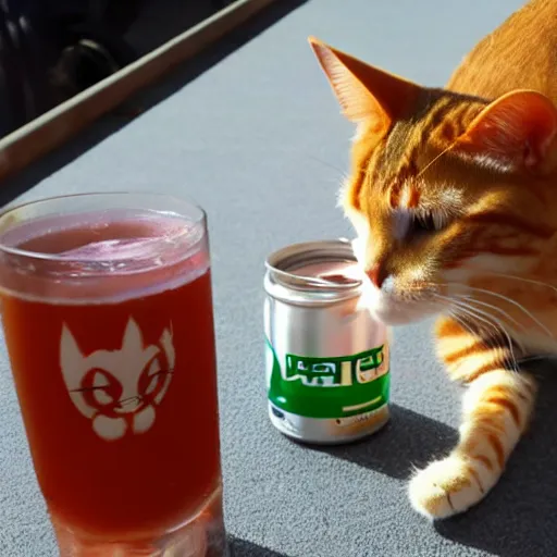 Image similar to the cat karakl drinks an energy drink