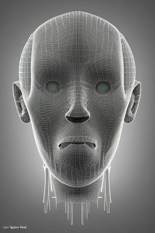 Prompt: 3D render of a rugged profile face portrait of a steampunk cyborg android, translucent liquid metal, inset xray cross-section, neon lenses for eyes, Mandelbrot fractal, titanium skeleton, anatomical, flesh, facial muscles, wires, microchips, electronics, veins, arteries, glowing, full frame, microscopic, elegant, highly detailed, flesh ornate, elegant, high fashion, dye contrast lighting, black light, octane render in the style of H.R. Giger and Bouguereau