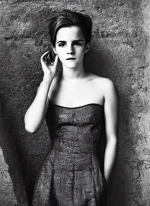 Image similar to Photo of a beautiful 20yo Emma Watson in the style of Mario Testino, detailed, 82 mm sigma art