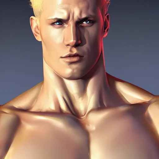 Image similar to muscular Johan liebert , digital art , hyperdetailed , artstation , cgsociety , matt painting , concept art