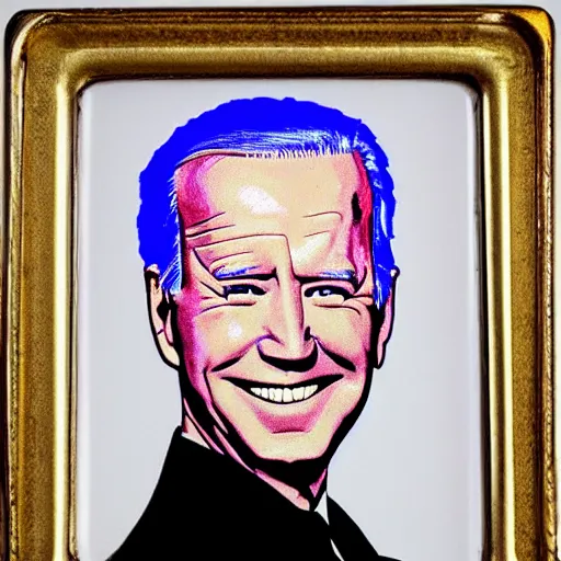 Image similar to An enamel portrait of Joe Biden