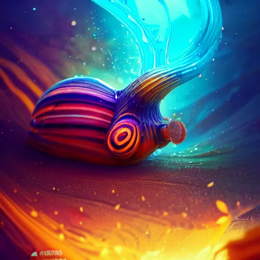 Image similar to beautiful colorful snail fish frog sea-star ant, magic of fire and magic of ice. occult cyberpunk, ancient futuristic, dark art, occult. by Petros Afshar, by artgerm, by Eddie Mendoza, by Peter mohrbacher, octane render, 3d, unreal engine, depth of field, bokeh, motion blur, blur