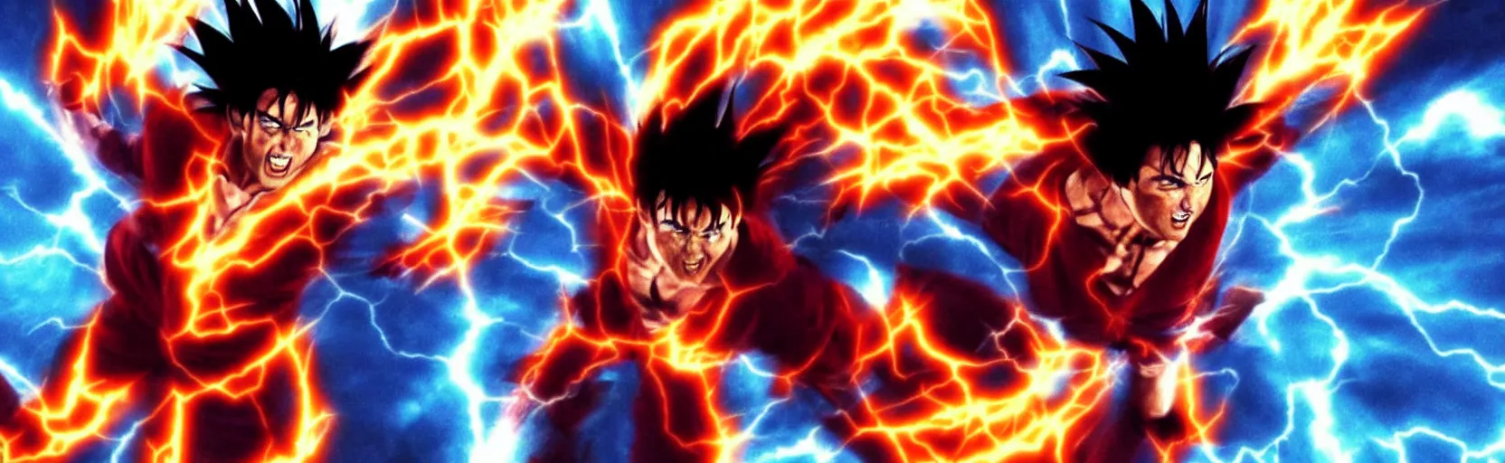 Image similar to ' tom cruise'as'goku'charging super saiyan, cinematic scene, award winning