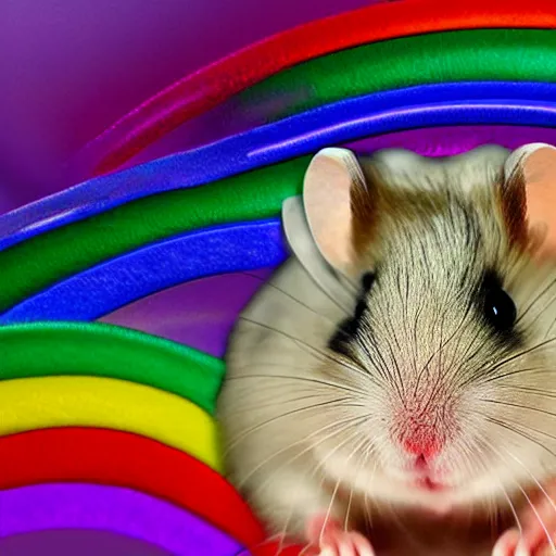 Image similar to a hamster consisting of rainbow gems