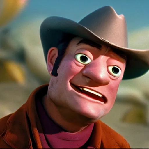 Image similar to John Wayne as a fish in a Pixar movie,