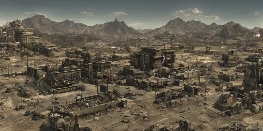 Image similar to brotherhood of steel from fallout : new vegas game, matte painting,