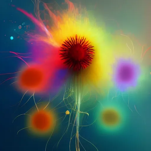 Prompt: flower made of colorful smoke, hazy, atmospheric, inspiring digital art, award winning, artstation,