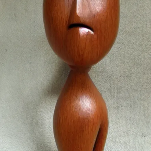 Image similar to wooden woman figurine, curvy, artistic, hand carved, lovely, beautiful