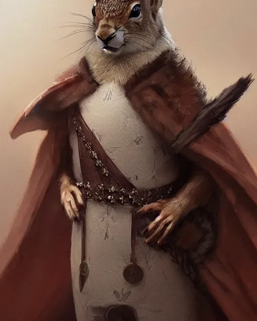 Prompt: a portrait of a squirrel dressed like a [ roman empire ] senator!, art by greg rutkowski and artgerma, stunning! concept art, character design