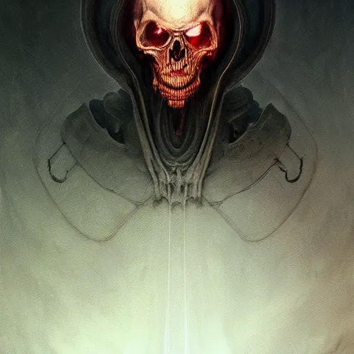 Image similar to a portrait of the grim reaper of death, sci-fi concept art by giger and beksinski and szukalski and wlop and pete mohrbacher, digital art, highly detailed, intricate, horror, sharp focus, Trending on Artstation HQ, deviantart, unreal engine 5, 4K UHD image