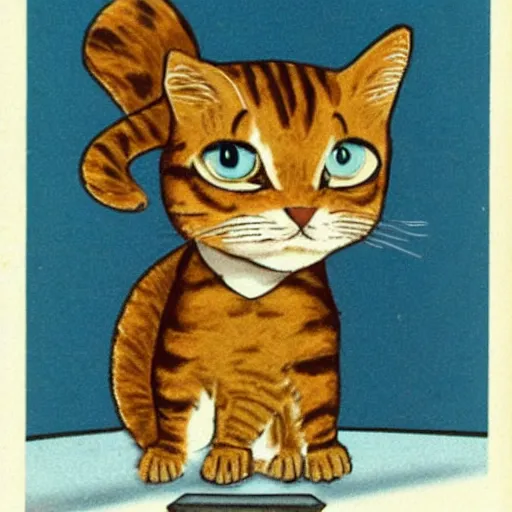 Image similar to vin scully as a tabby cat, 1 9 7 9