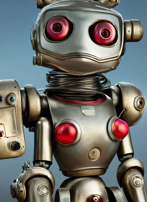 Image similar to highly detailed closeup, profile portrait of a tin toy robot apocalypse, bikini, unreal engine, nicoletta ceccoli, mark ryden, earl norem, lostfish, global illumination, detailed and intricate environment