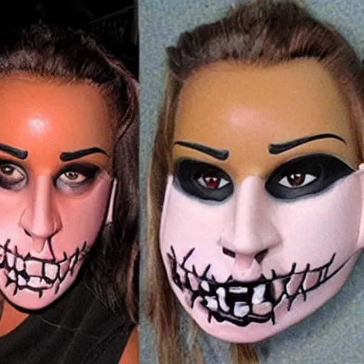 Image similar to katie price purge mask, creepy