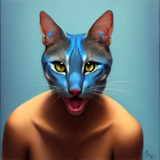 Prompt: blue cat Mike Dargas