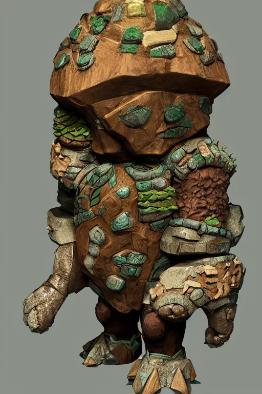 Image similar to zelda fantasy art giant golem troll wood rock greeble gemstone, global illumination ray tracing hdr fanart arstation by sung choi and eric pfeiffer and gabriel garza and casper konefal