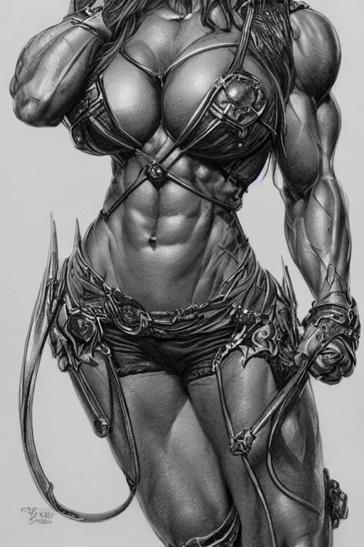 Prompt: a sketch of a muscled Sofía Vergara as a ruggedly handsome heroine, pencil drawing, pencil, drawing, intricate, elegant, highly detailed, centered, smooth, sharp focus, sketch by artgerm and donato giancola and Joseph Christian Leyendecker, Ross Tran, WLOP