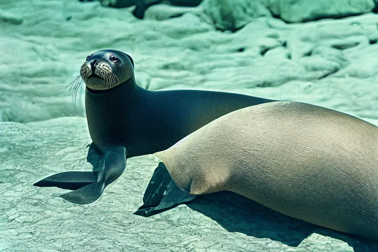 Prompt: a photo of a sealion centipede in its natural habitat, kodak ektachrome e 1 0 0 photography