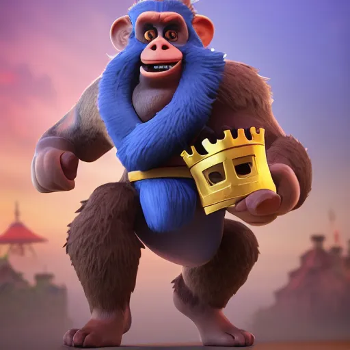 Prompt: royale monkey, clash royale, concept art, octane render, unreal engine 5, highly detailed, high quality, 8 k, soft lighting, realistic face, path traced