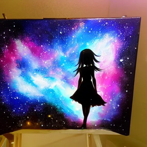 Image similar to galaxy painting of an Anime girl