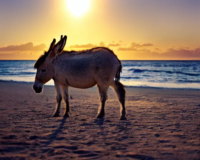 Prompt: realistic photo of a donkey sunbathing at the beach, 8k resolution