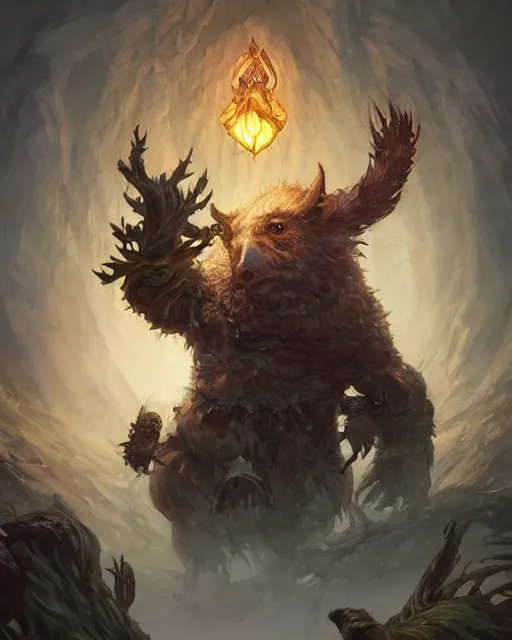 Image similar to Hog Shapeshifter Druid Mage, D&D, artstation, fantasy, magic the gathering artwork, cinematic lighting, centered, symmetrical, highly detailed, digital painting, , concept art, smooth, sharp focus, illustration, volumetric lighting, epic Composition, 8k, art by Akihiko Yoshida and Greg Rutkowski and Craig Mullins, oil painting, cgsociety