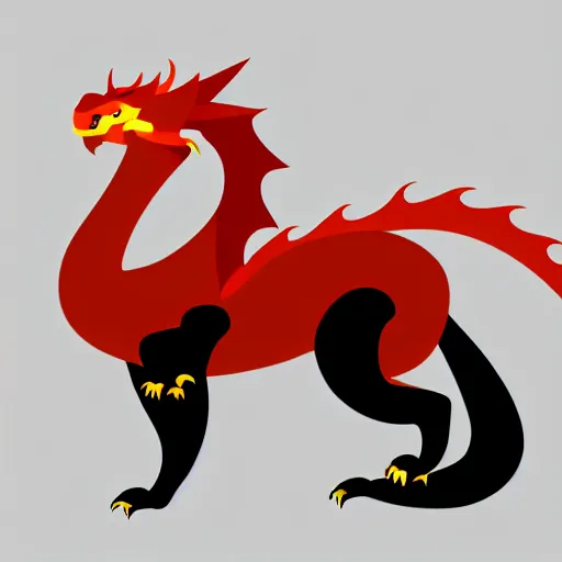 Image similar to vector art of welsh dragon and panda mixed, intercrossed, chimera, adobe illustrator