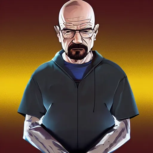 Image similar to Walter White on a GTA V Loading Screen, cell shaded art, 4K