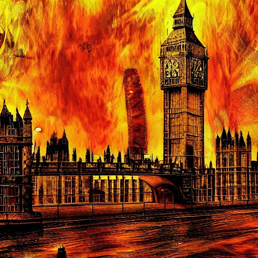 Prompt: of london a thousand years after the end of humanity artistic digital art