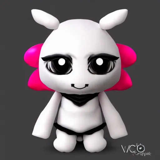 Prompt: cute fumo chibi plush imp knight, black and white with pink hearts, soft shadow, vray