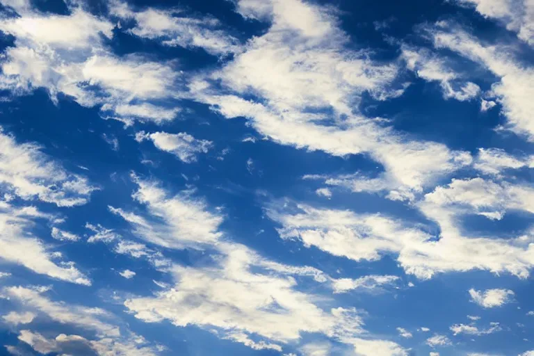 Prompt: swirl clouds, blue sky