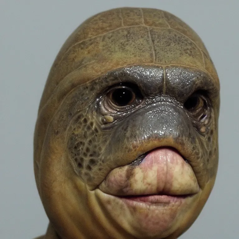 Image similar to turtle headed human, mugshot