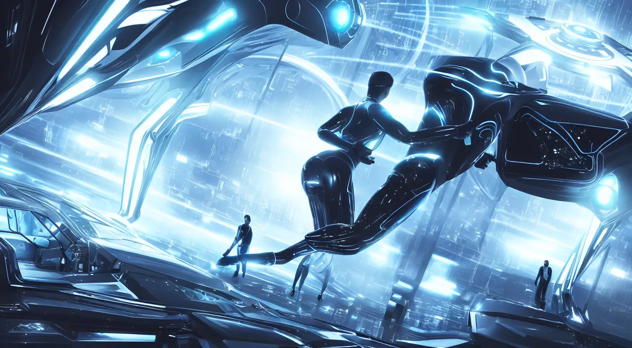Prompt: concept art from tron and black mirror, futuristic, ultra realistic, concept art, intricate details, highly detailed, photorealistic, octane render, 8 k