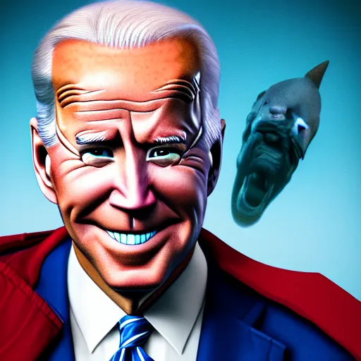 Image similar to portrait of joe biden cosplay as king shark, ultra detailed, 8 k resolution