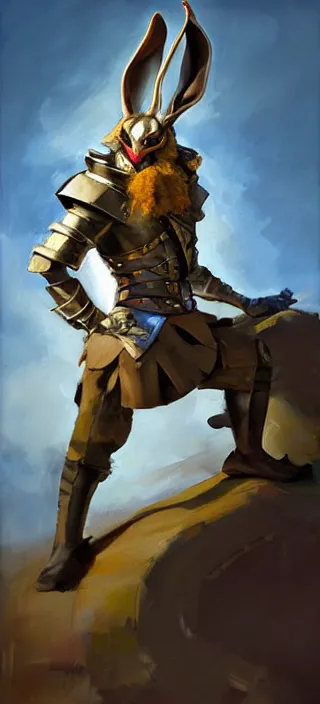 Image similar to greg manchess portrait painting of armored march hare from alice in wonderland as overwatch character, medium shot, asymmetrical, profile picture, organic painting, sunny day, matte painting, bold shapes, hard edges, street art, trending on artstation, by huang guangjian, gil elvgren, ruan jia, randy vargas, greg rutkowski