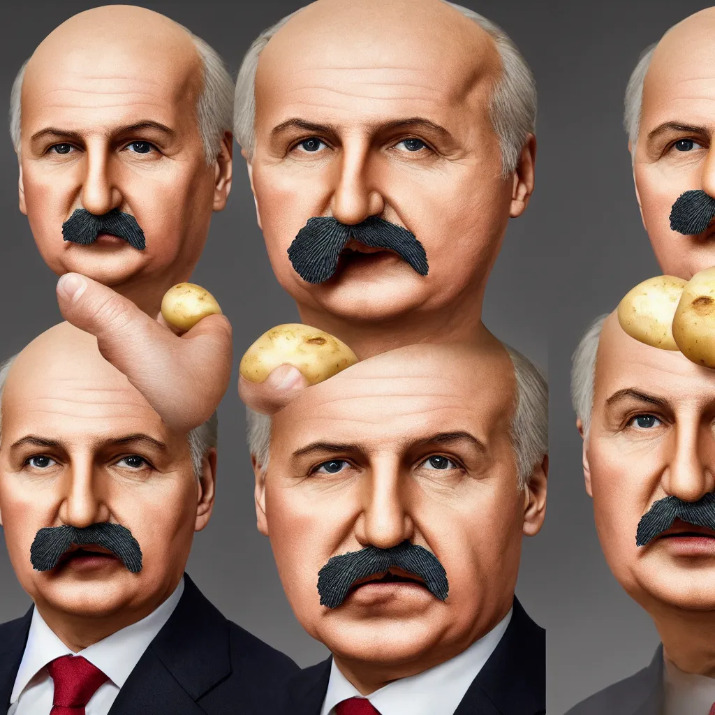 Prompt: portrait of alexander lukashenko face swapped with potato, very detailed, 4 k, professional photography