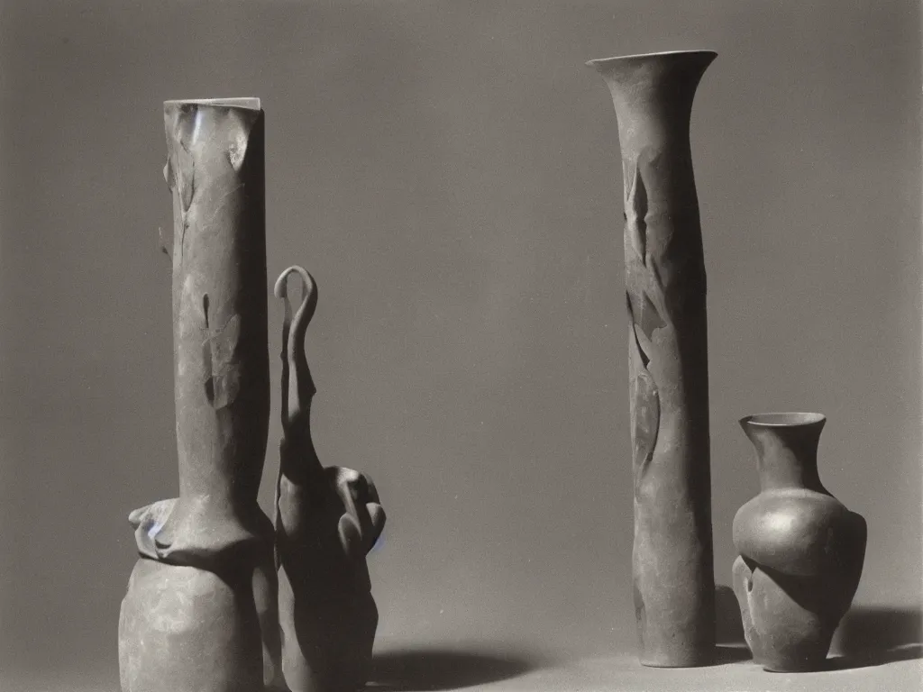 Image similar to flaming gothic stone vase, pot, jug in the shape of a shooting star. karl blossfeldt, salvador dali