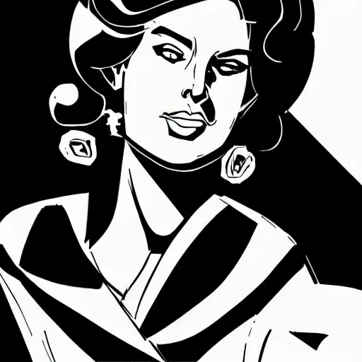 Prompt: elegant lady, lineart, Chris Samnee